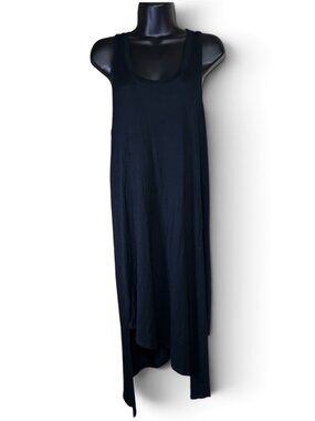 FREELOADER Asymmetrical Midi Dress Sz M True Black Rayon Spandex Stretch Minimal